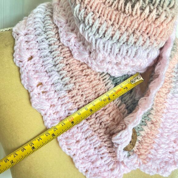 Crochet Cable Knit Scarf Shawl Neck Multicolor Warmer Scarf - Picture 9 of 13